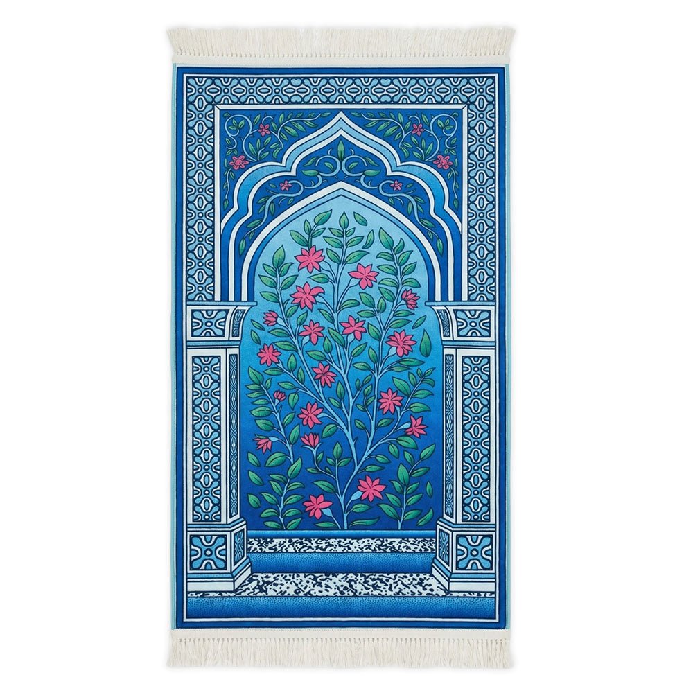 Azure Bloom Padded Prayer Mat