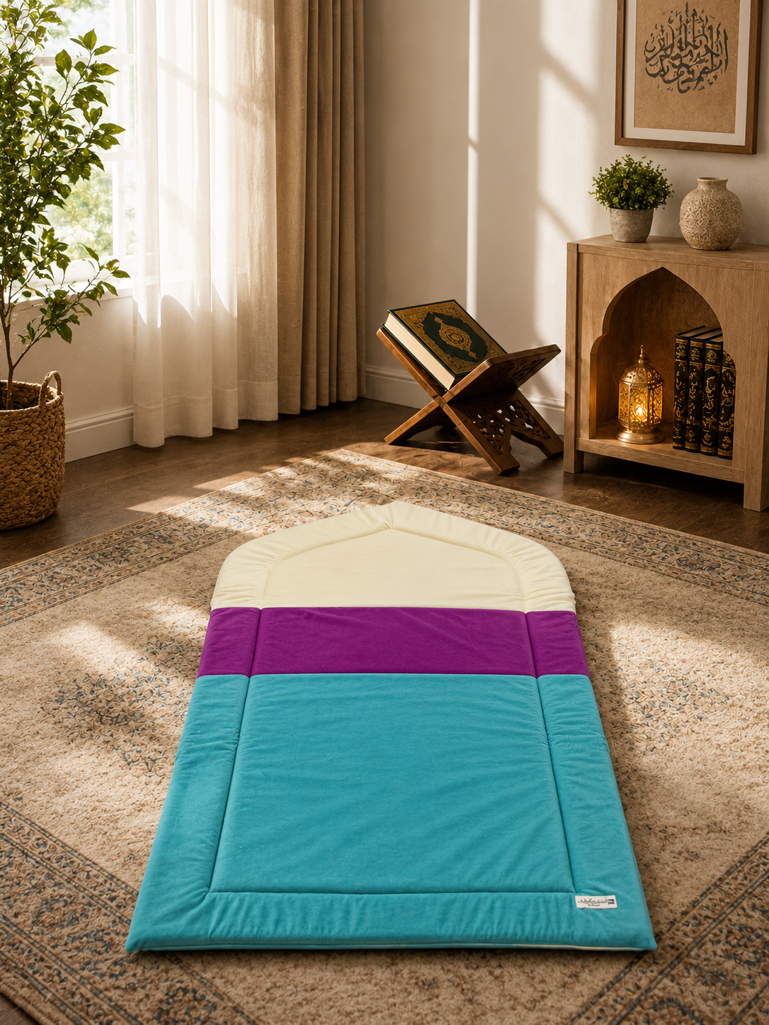 Nusuki Al Dhuhaa Luxury Padded Prayer Mat with Matching Carry Bag