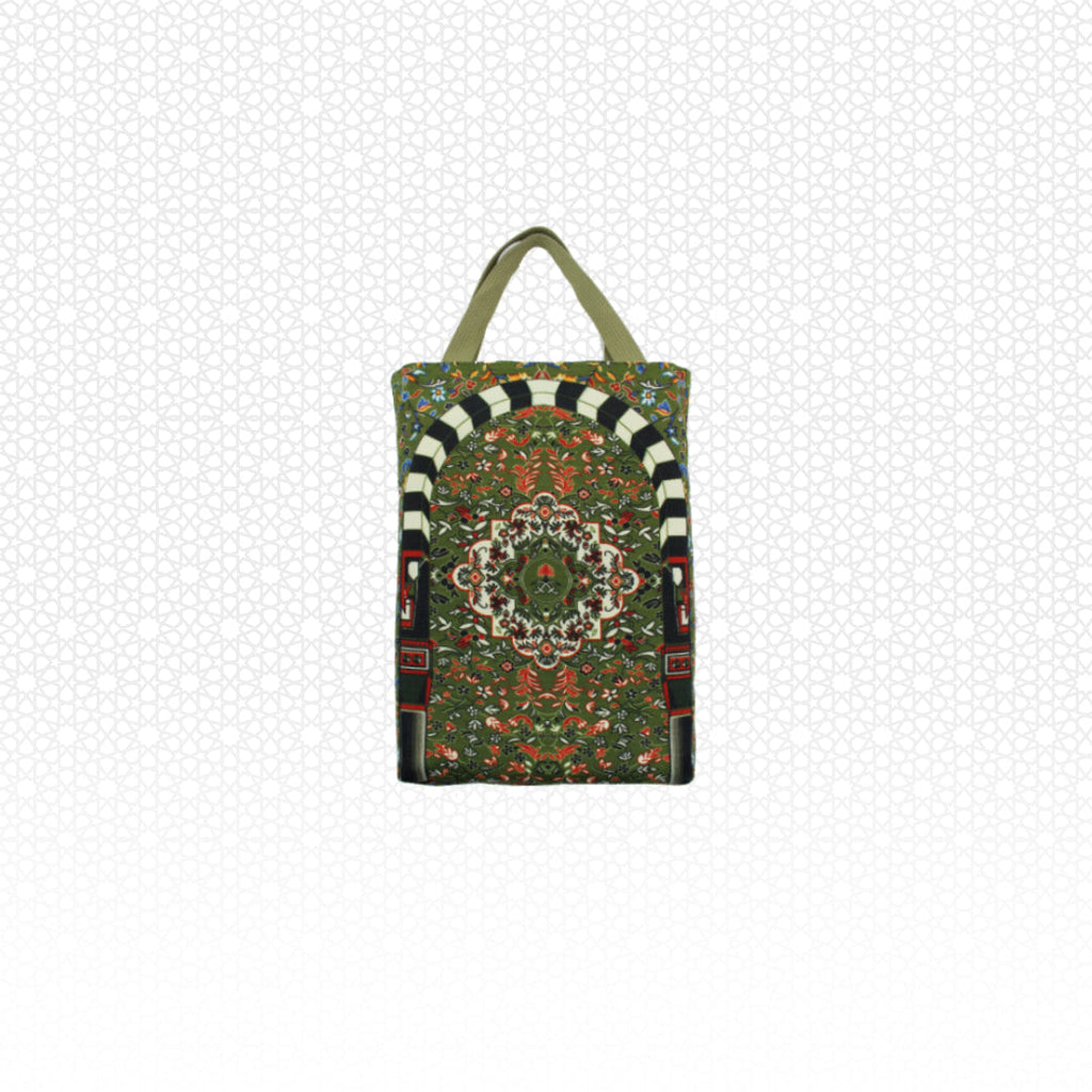 Al Rawdha Prayer Mat Arched with matching handbag