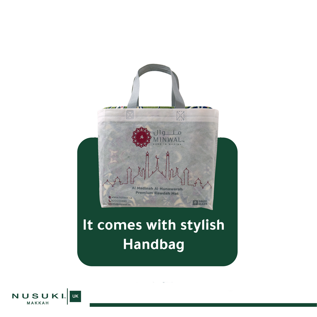 Al Rawdha Premium Prayer Mat with Handbag