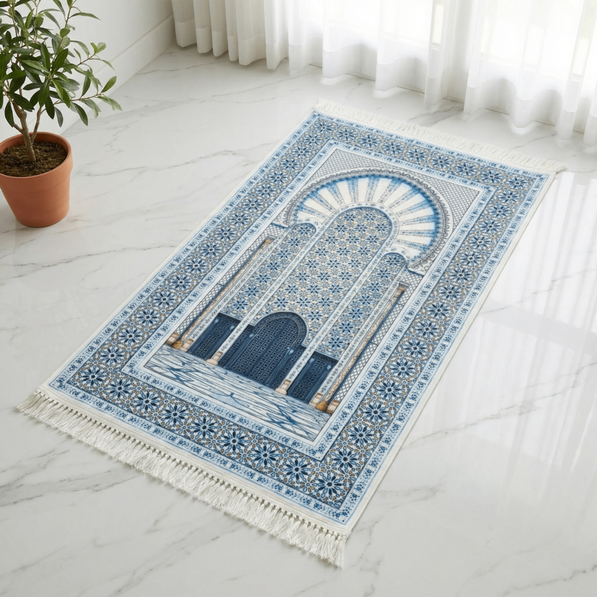 Azure Mosaic Padded Prayer Mat