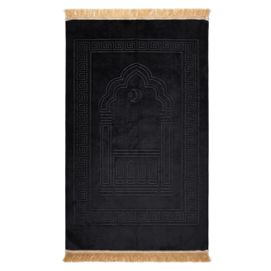 Black Padded Prayer Mat with Embossed design