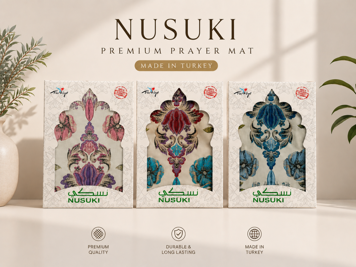 NUSUKI Turkish Embroidered Floral Prayer Mat - Durable Sajjada - Garden Design